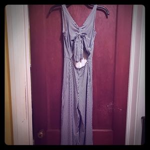 Blue and White Stripe Jumpsuit